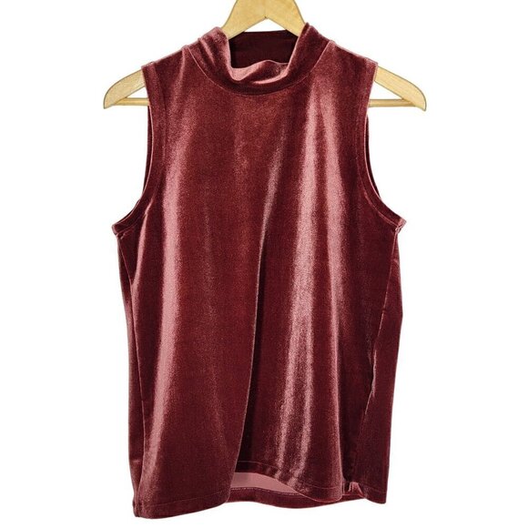 J. Crew Women's Mock Neck Velvet Sleeveless Red Blouse Size Small - Picture 1 of 10